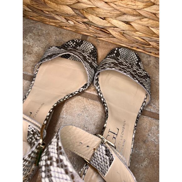 AGL Snakeskin Print Platform Sandals, Strappy, Sz 38, Made in Italy, Leather - Picture 3 of 8